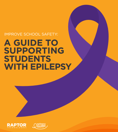 Raptor A guid for students with epilepsy cover art with purple ribbon